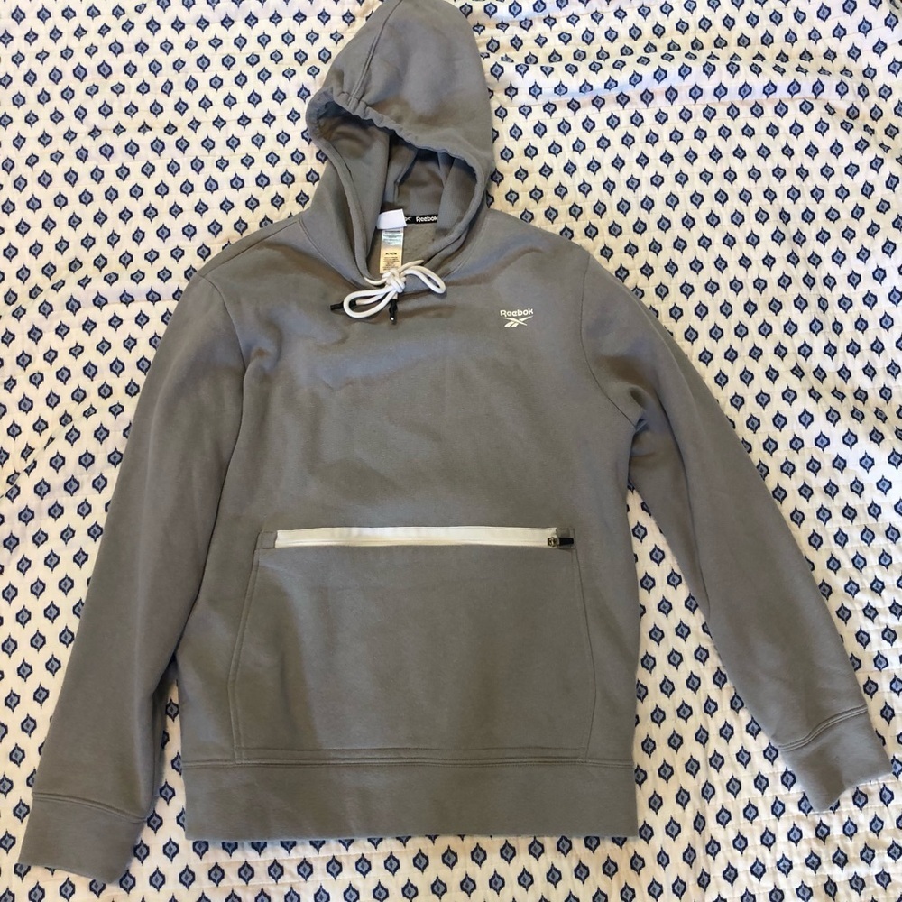 Medium Reebok Gray Hoodie with Front Zip Pocket
